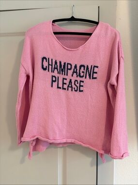 Women’s Pink Scoop Neck Sweater - "Champagne Please"